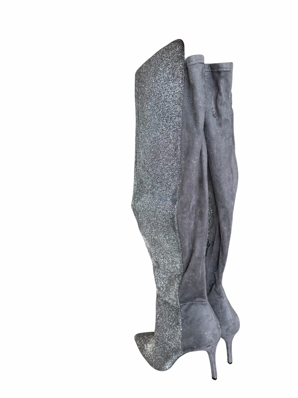 Jessica Simpson Amriena Metallic Gliter Grey Over-the-Knee Stiletto boots - Picture 9 of 9